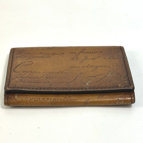 Berluti Cali Graffiti Pass case name card holder Card Case Leather Brown - Picture 6 of 12